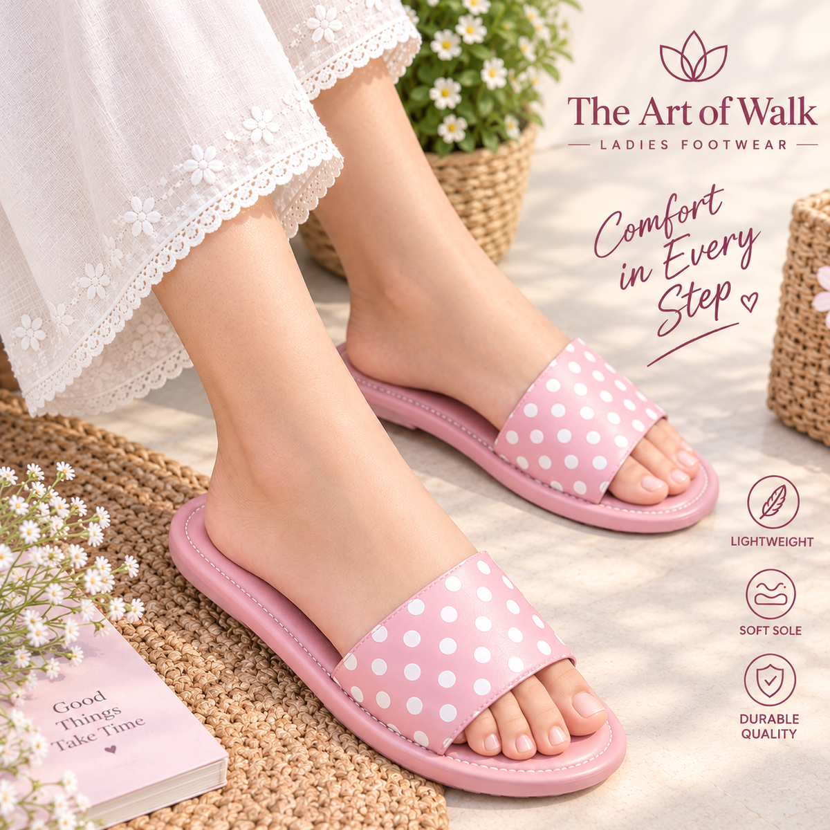 Polka Dot Comfort Slides