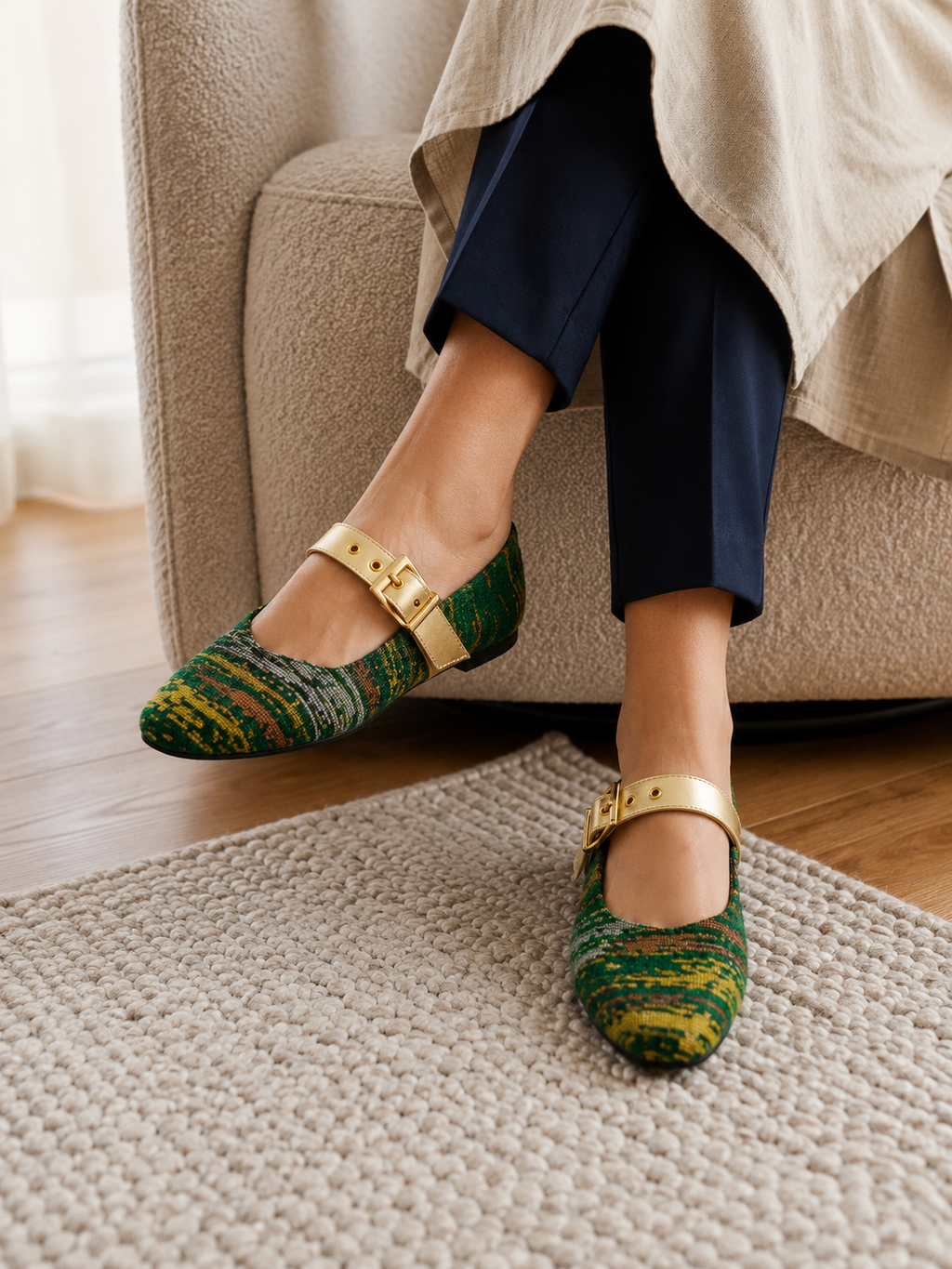 Tribal Tapestry Buckled Green
