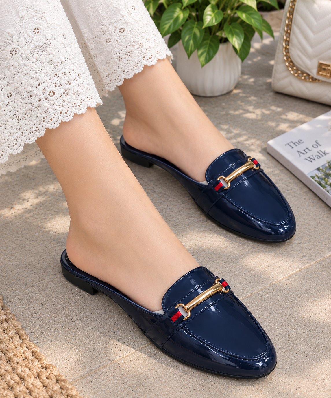 Elegant Glossy Buckle Loafers