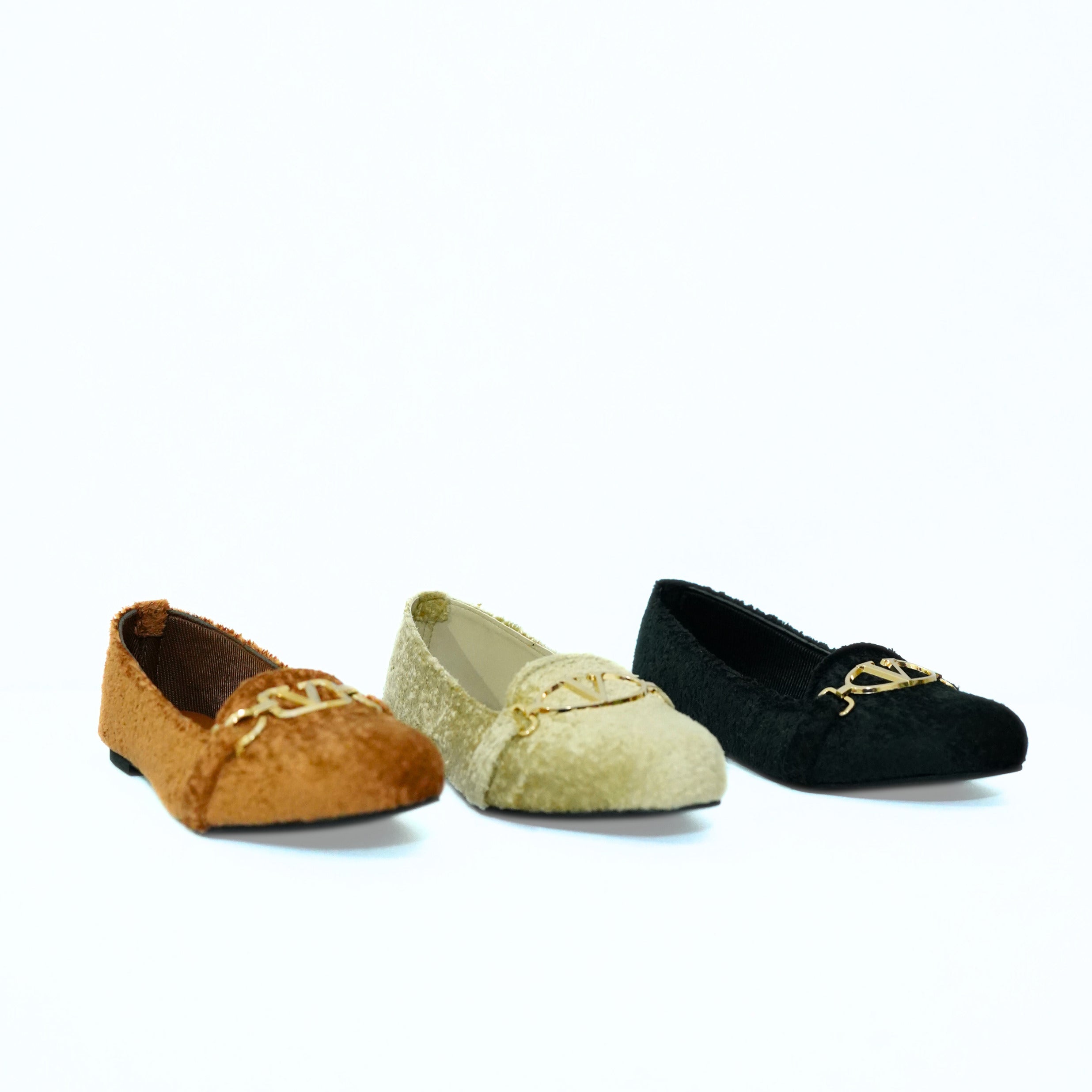 Velvet Buckle Loafers Black