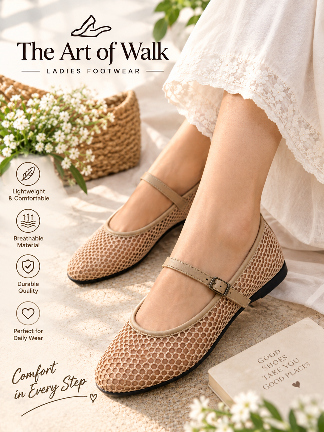 Breathable Net Strap Pumps