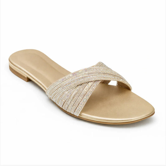 Sparkle & Shine Metallic Glamour Slides - Gold