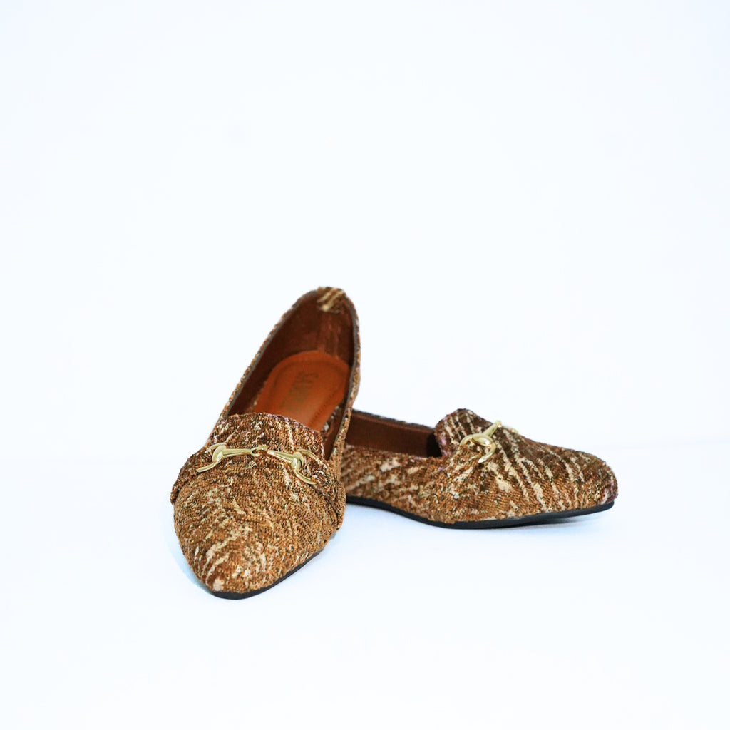 Monochrome Buckle Tweed Loafers Musturd