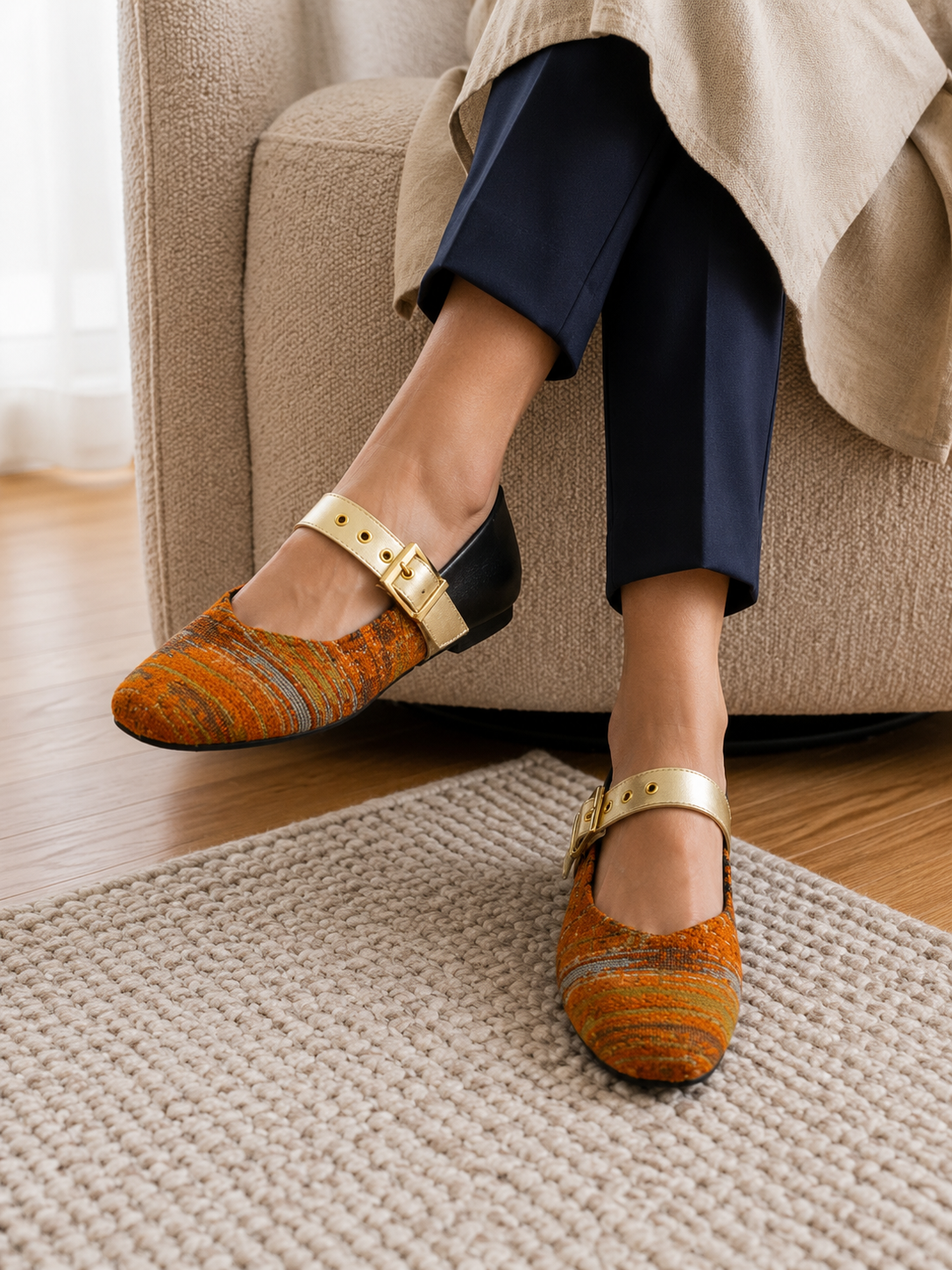 Tribal Tapestry Buckled Mustard