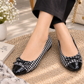 Houndstooth Bow Ballet Flats – Black & White