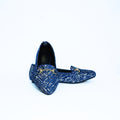 Monochrome Buckle Tweed Loafers Blue