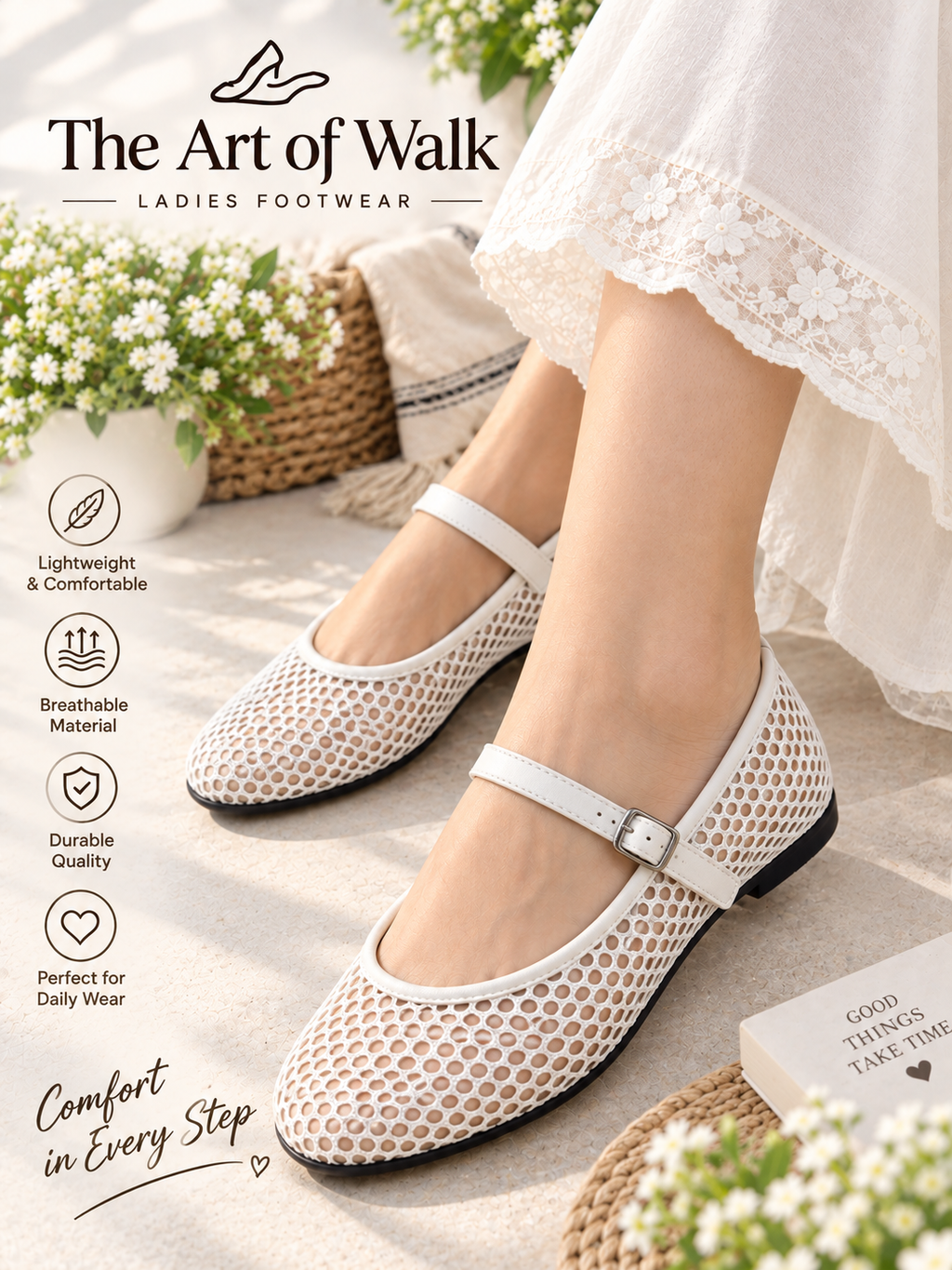 Breathable Net Strap Pumps
