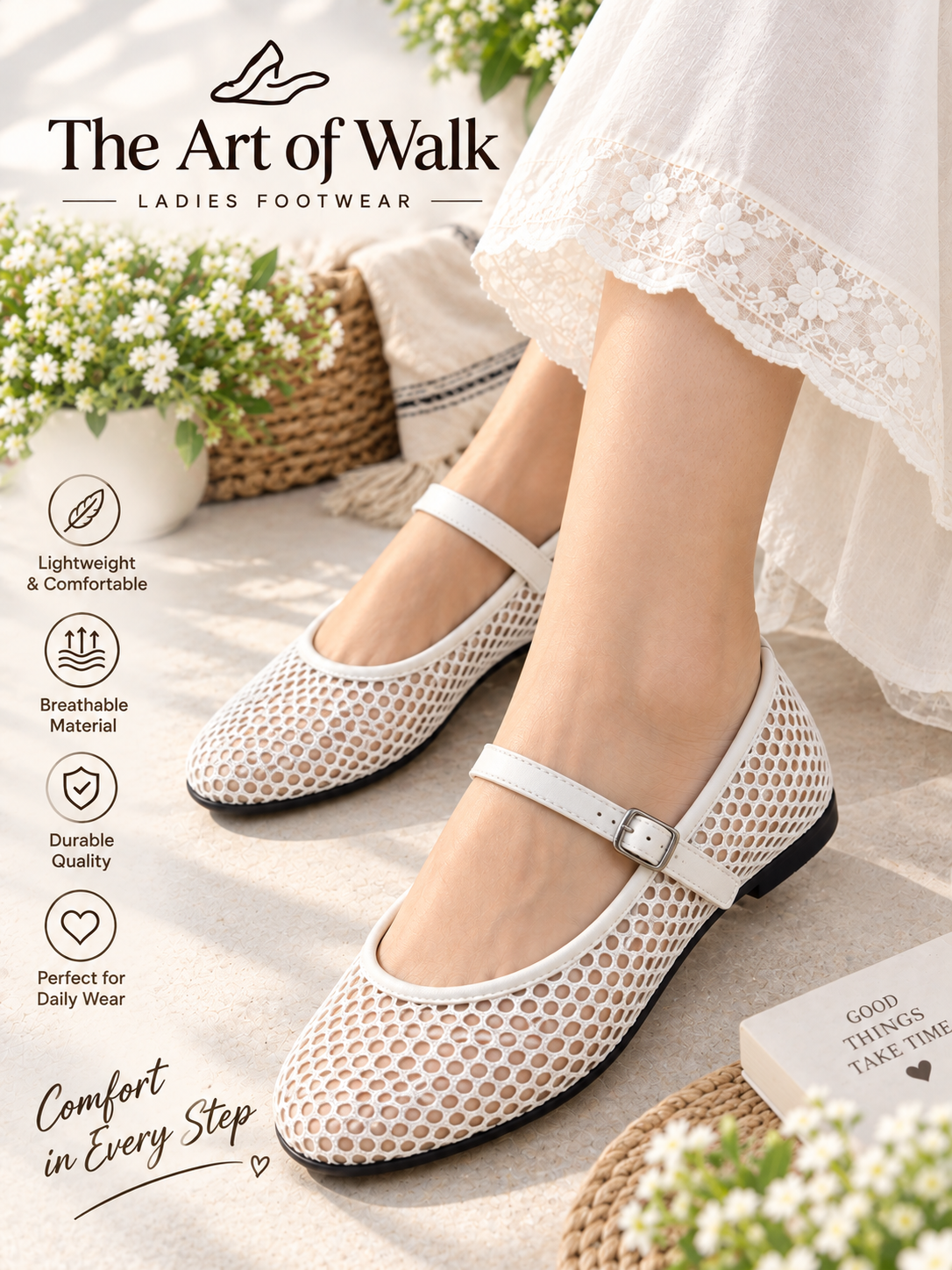 Breathable Net Strap Pumps