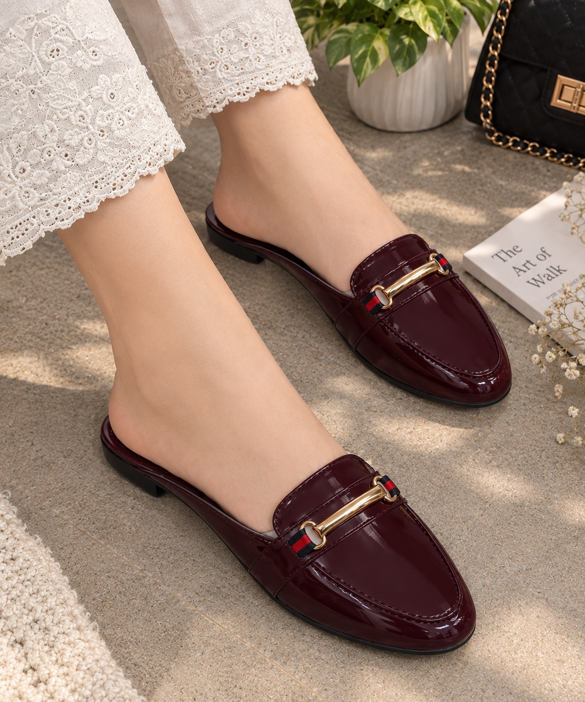 Elegant Glossy Buckle Loafers